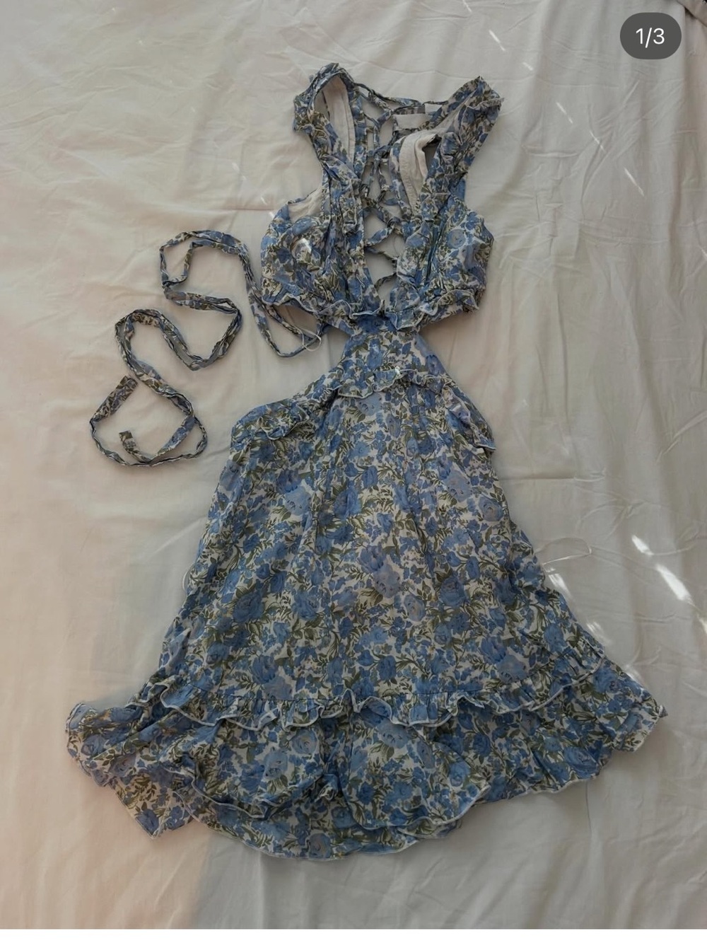 North End (Lizard Thicket) Blue Floral Cutout Summer Dress